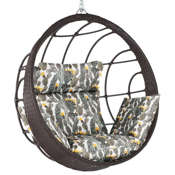 Balanço Suspenso Ninho Em Alumínio E Fibra Sintética Tabaco E