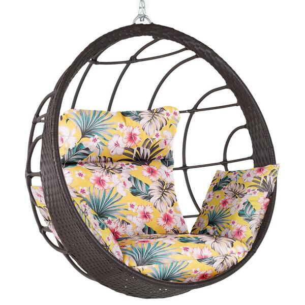 Balanço Suspenso Ninho Em Alumínio E Fibra Sintética Tabaco E