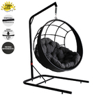 Balanço Suspenso Ninho - Preto, Almofada Cinza Impermeável, M