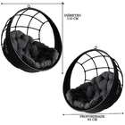 Balanço Suspenso Ninho - Preto Com Mola E Mosquetão E Almofad
