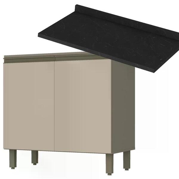 Balcao 02 Portas 80 Cm Com Tampo 100% Mdf Connect C64/904 Henn