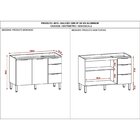 Balcão 1200 2 Portas 3 Gavetas Viv Aluminum Freijó/vanilla