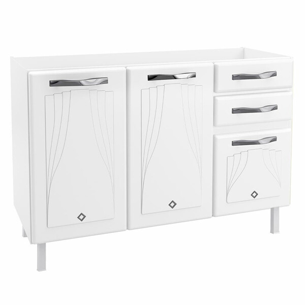 Balcão 120 3 Portas 2 Gavetas Telasul Star New