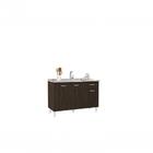 Balcão 120 Cm 3 Portas 1 Gaveta Chocolate - Poquema