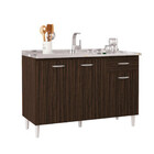 Balcão 120 Cm 3 Portas 1 Gaveta Chocolate - Poquema