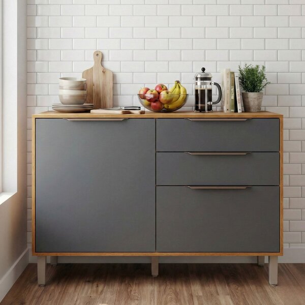 Balcão 120 Cm Com Tampo 2 Portas E 2 Gavetas Divina/brilhante