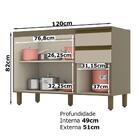 Balcao 120 Cm Com Tampo Mdf Evy Ci66 C905 Henn