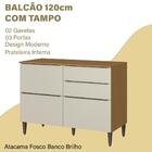 Balcão 120cm 03 Pts 02 Gav Com Tampo 2005810 Armoveis