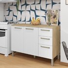 Balcão 120cm 3 Portas 2 Gavetas Com Tampo Versalhes Freijó/su