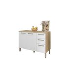 Balcão 120cm 3 Portas 2 Gavetas Com Tampo Versalhes Freijó/su