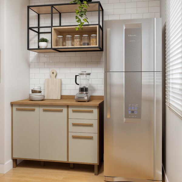 Balcão 120cm 3 Portas 2 Gavetas Salvador Cinamomo/off White