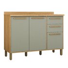 Balcão 120cm 3 Portas 2 Gavetas Salvador Marrom/verde