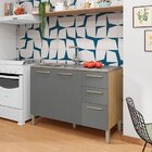 Balcão 120cm 3 Portas 2 Gavetas Versalhes Freijó/gris