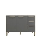 Balcão 120cm 3 Portas 2 Gavetas Versalhes Freijó/gris