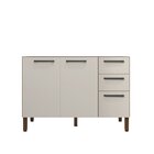 Balcão 120cm 3 Portas 2 Gavetas Versalhes Nogueira/off White