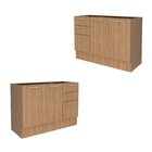 Balcão 120cm Com 2 Portas 3 Gavetas Divisor De Talheres E Rod