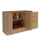 Balcão 120cm Com 2 Portas 3 Gavetas Divisor De Talheres E Rod