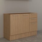 Balcão 120cm Com 2 Portas 3 Gavetas Divisor De Talheres E Rod