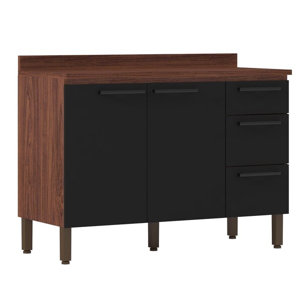 Balcão 120cm Com Tampo 2 Portas 3 Gavetas Viv Concept 947 Bla