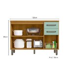 Balcão 120cm Com Tampo 3 Portas 2 Gavetas Criare Freijo/ Menta