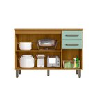 Balcão 120cm Com Tampo 3 Portas 2 Gavetas Criare Freijo/ Menta