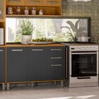 Balcão 120cm Com Tampo 3 Portas 2 Gavetas Criare Freijo/grafi