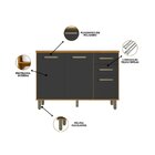 Balcão 120cm Com Tampo 3 Portas 2 Gavetas Criare Freijo/grafi