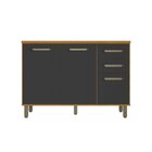 Balcão 120cm Com Tampo 3 Portas 2 Gavetas Criare Freijo/grafi