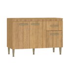 Balcão 120cm Com Tampo Para Pia 3 Portas 1 Gaveta Suprema Mel