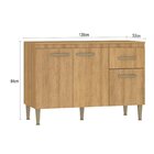 Balcão 120cm Com Tampo Para Pia 3 Portas 1 Gaveta Suprema Mel