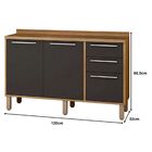 Balcão 120cm Cozinha 2 Portas 3 Gavetas Paris  Salleto Carval