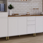 Balcão 3 Portas 2 Gavetas 120x86,5x53,5cm Madeira Branco Bari Luciane