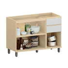 Balcão 3 Portas 2 Gavetas 120x87,5x53cm Madeira Carvalho Aura Luciane