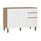 Balcão 2 Portas 3 Gavetas 120x87x53cm Madeira Freijó Slim Luciane