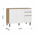 Balcão 2 Portas 3 Gavetas 120x87x53cm Madeira Freijó Slim Luciane