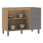 Balcão 2 Portas 3 Gavetas 120x87x53cm Madeira Freijó Slim Luciane