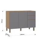 Balcão 2 Portas 3 Gavetas 120x87x53cm Madeira Freijó Slim Luciane