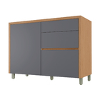 Balcão 1 Porta 3 Gavetas 120x91x52cm Madeira Carvalho e Titânio Condessa Nesher