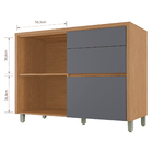 Balcão 1 Porta 3 Gavetas 120x91x52cm Madeira Carvalho e Titânio Condessa Nesher