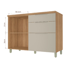 Balcão 1 Porta 3 Gavetas 120x91x52cm Madeira Nature e Greige Marquesa Nesher