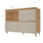 Balcão 1 Porta 4 Gavetas 120x91x52cm Madeira Nature e Greige Rainha Nesher
