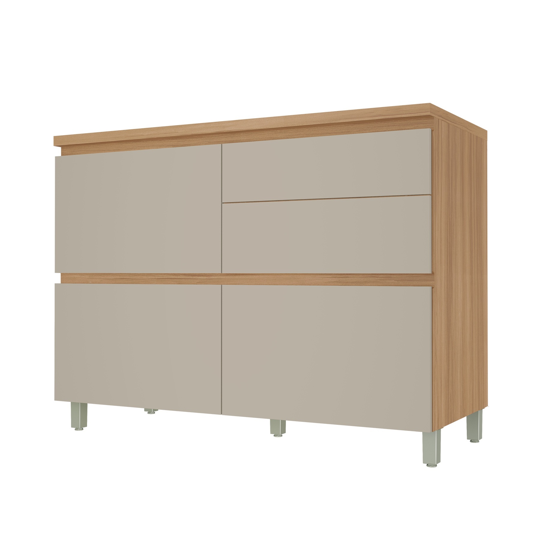 その他 nqrse Balcão 1 Porta 4 Gavetas 120x91x52cm Madeira Nature e Greige