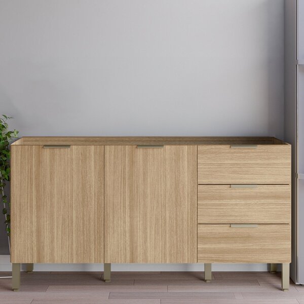 Balcão 1600 2 Portas 3 Gavetas - Glam Freijó/freijó