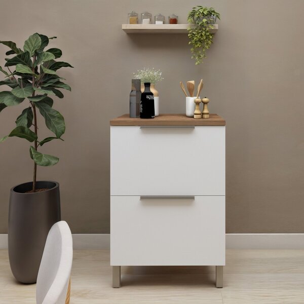 Balcão 1 Porta 1 Gaveta 64cm Texas Carvalho/branco