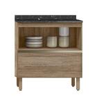 Balcão 1 Porta Basculante De Vidro Kali Premium Com Tampo Mdf