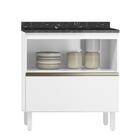 Balcão 1 Porta Basculante De Vidro Kali Premium Com Tampo Mdf