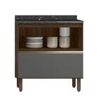 Balcão 1 Porta Basculante De Vidro Kali Premium Com Tampo Mdf