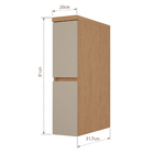 Balcão 2 Gavetas 20x91x52cm Madeira Carvalho e Greige Condessa Nesher