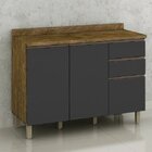 Balcão 2 Gavetas 3 Portas 120 Turquesa Valdemóveis Ipe/grafite