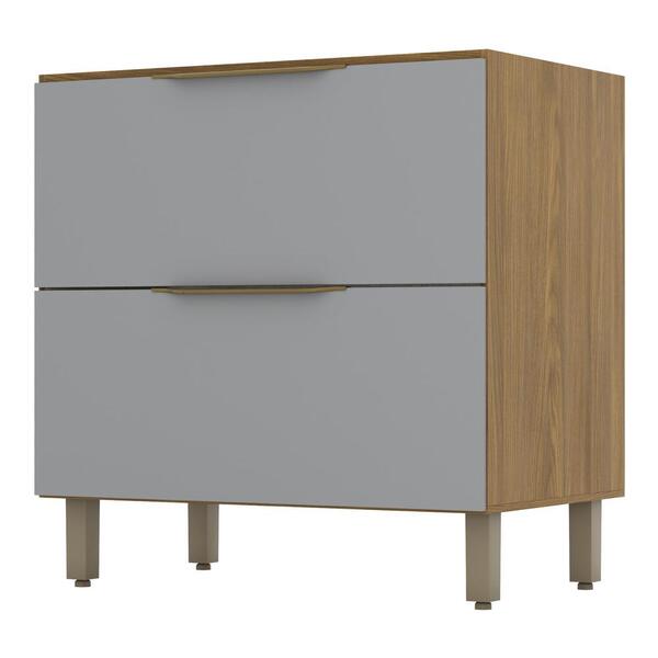 Balcão 2 Gavetas 80cm Multimóveis Cr6008 Nature/cinza